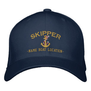 Casquette Brodée Ancre de la corde de skipper Votre nom de bateau o