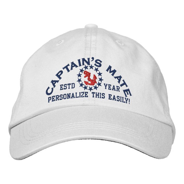 Casquette Brodée ANNÉE personnalisable et Noms de l'Eat du Capitain (Devant)
