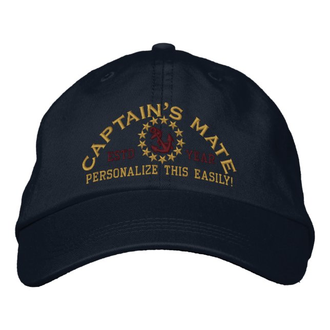 Casquette Brodée ANNÉE personnalisable et Noms de l'Eat du Capitain (Devant)
