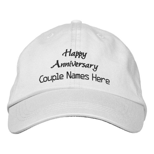 Casquette Brodée Anniversaire Personnalisé Souhaite Couple Noms Tex (Devant)