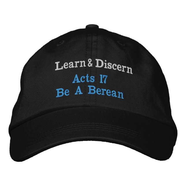 Casquette Brodée Apologétique Berean Apprendre et Discerner Bible V (Devant)