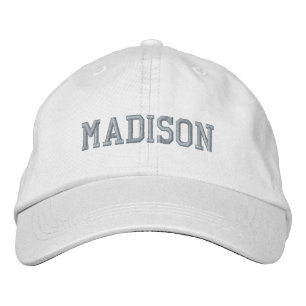 Casquette Brodée Athlétisme Nom personnalisé texte bleu clair blanc