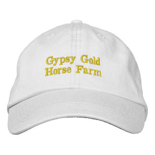 Casquette Brodée Ballcap gitan de blanc de ferme de cheval d'or