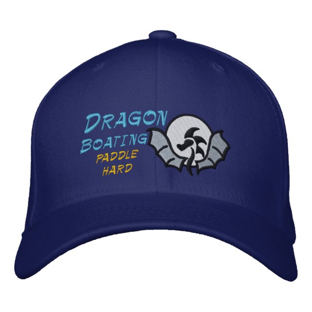 Casquette Brodée Bateau dragon, pagaie dur (Devant)