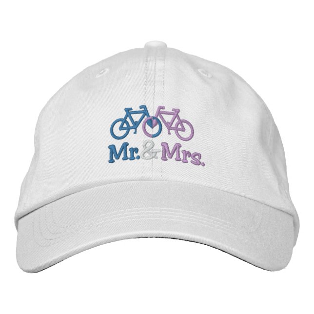 Casquette Brodée Bleu Et Rose Vélo Aimer Mariage Coeur (Devant)