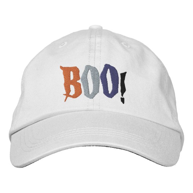 Casquette Brodée Boo Halloween texte Éffrayant (Devant)