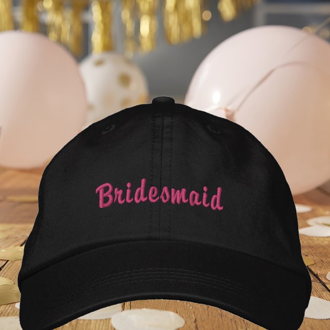 Casquette Brodée Bridesmaid Chic Hot Pink Black (Créateur téléchargé)