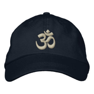 Casquette Brodée Broderie beige beige de Chakra de yoga d'OM ou de