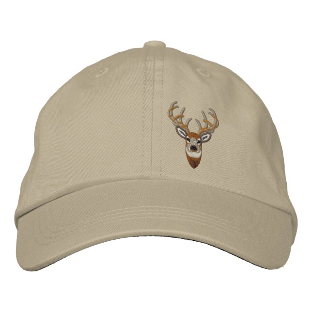 Casquette Brodée Broderie Buck Buck de cerf blanc (Devant)