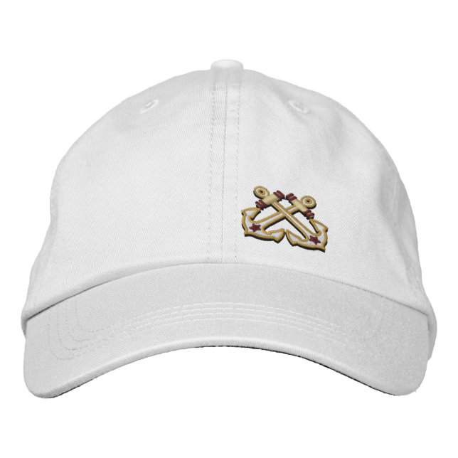Casquette Brodée Broderie nautique croisée d'étoile d'Ancres (Devant)