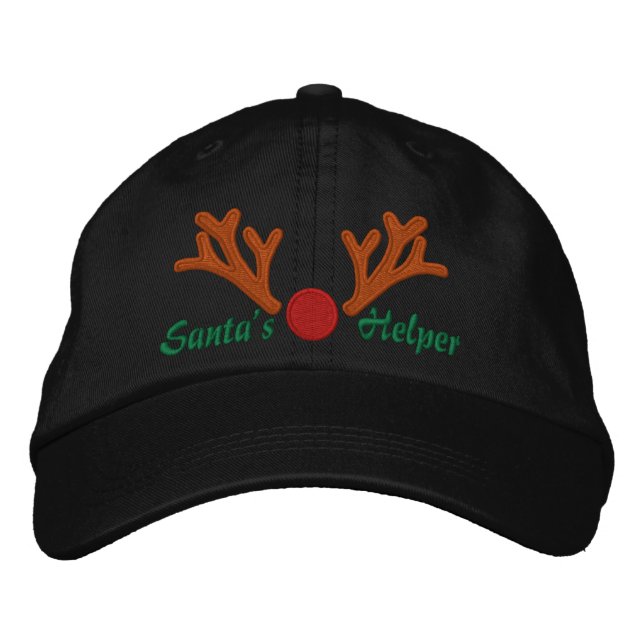 Casquette Brodée Broderie père Noël Helper Red Nose Reindeer (Devant)