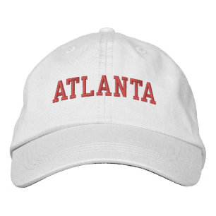 Casquette Brodée Broderie rouge Atlanta en blanc