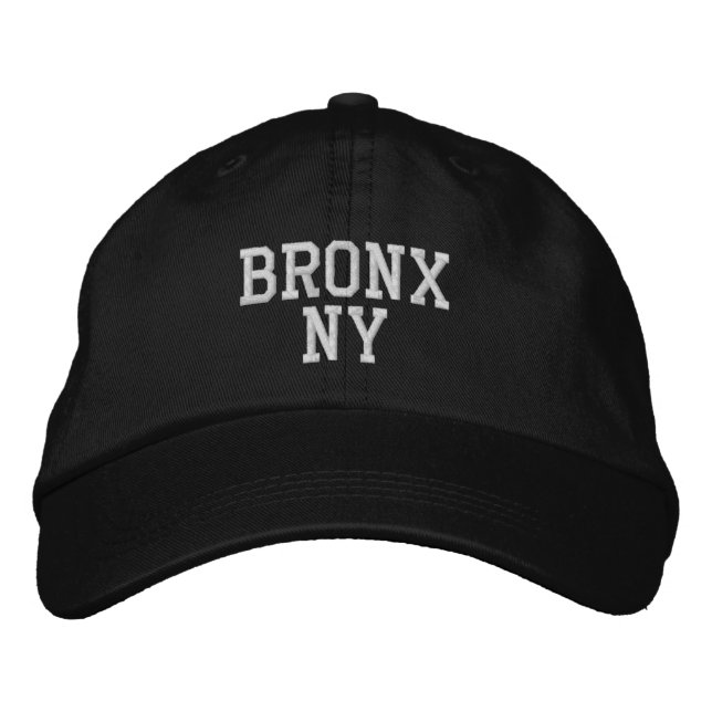 Casquette Brodée BRONX NY Blanc simple sur noir (Devant)