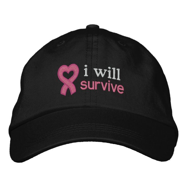 Casquette Brodée Cancer du sein Je survivrai (Devant)
