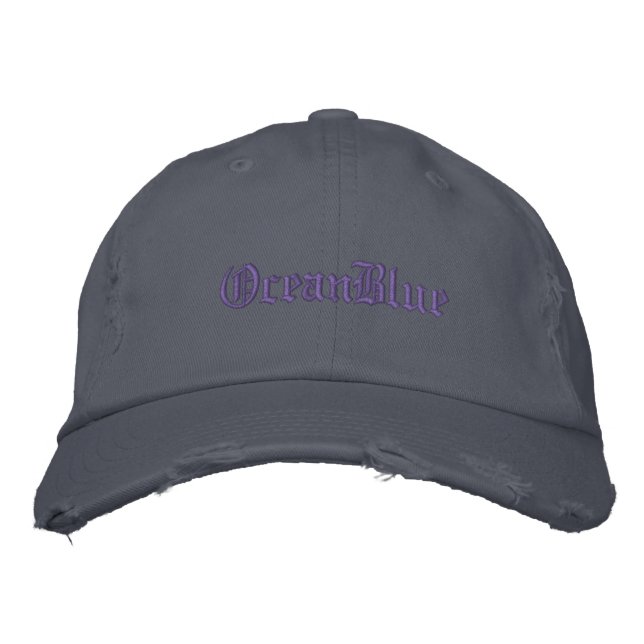 CASQUETTE BRODÉE CAP EMBROIDERED OCEAN BLUE ART AND DESIGN  (Devant)