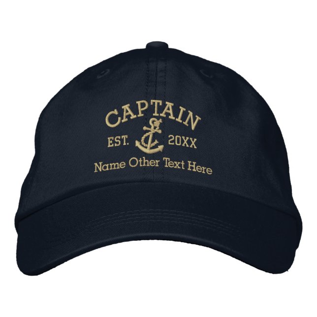 Casquette Brodée Capitaine Avec Ancre Personnalisée (Devant)