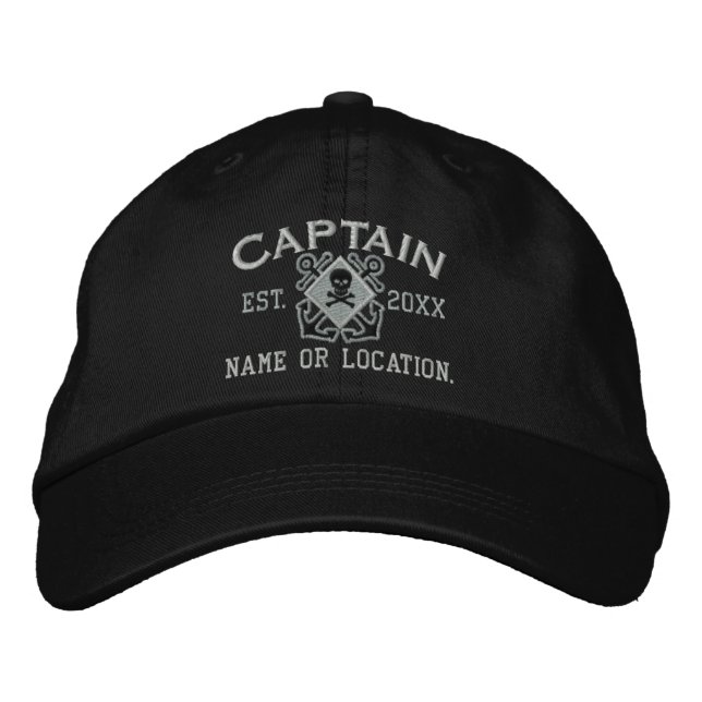 Casquette Brodée Capitaine de mer personnalisée Nautical Crossbones (Devant)