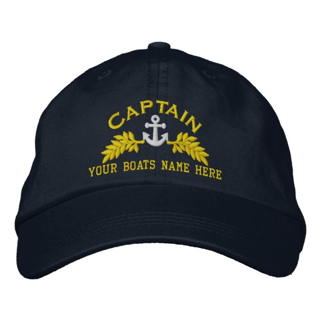 Casquette Brodée Capitaine de yacht et ancre de navires (Devant)