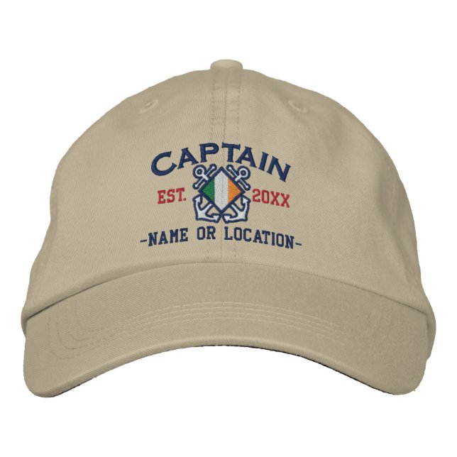 Casquette Brodée Capitaine irlandais personnalisé Nautical (Devant)