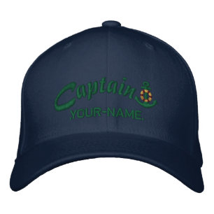 Casquette Brodée Capitaine personnalisé Lifesaver Anchor Name Green