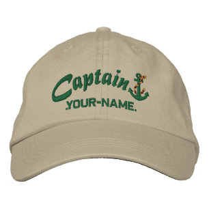 Casquette Brodée Capitaine personnalisé Rope Anchor Name Green