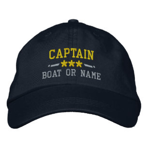 Casquette Brodée Capitaine Votre Nom De Bateau Nautical Stars Gold
