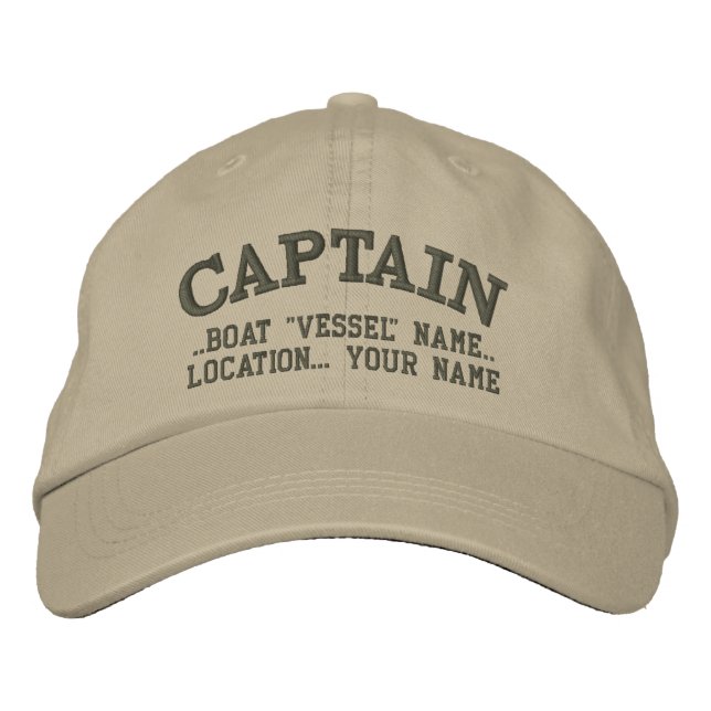 Casquette Brodée CAPTAIN Personnalisé Votre Bateau Votre Nom (Devant)