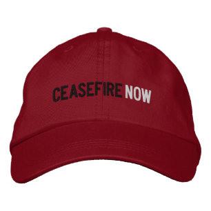 Casquette Brodée Cessez-le-feu maintenant noir blanc rouge minimali