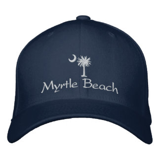 Casquette Brodée Chapeau brodé de palmier de Myrtle Beach blanc