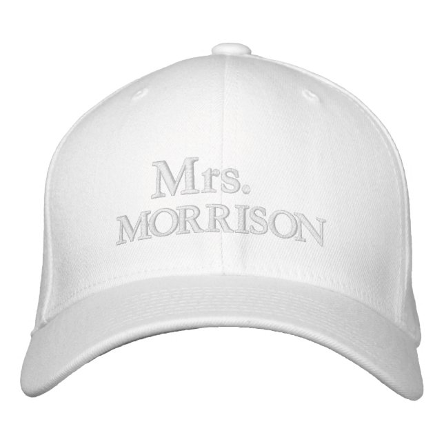 Casquette Brodée Chic Mme Nom de famille rose pâle blanc (Devant)