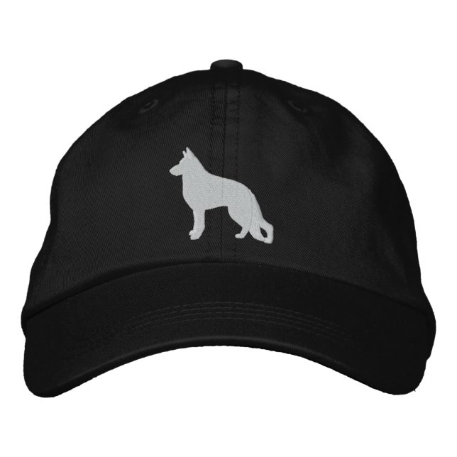 Casquette Brodée Chien blanc allemand Berger Silhouette Cool GSD K9 (Devant)