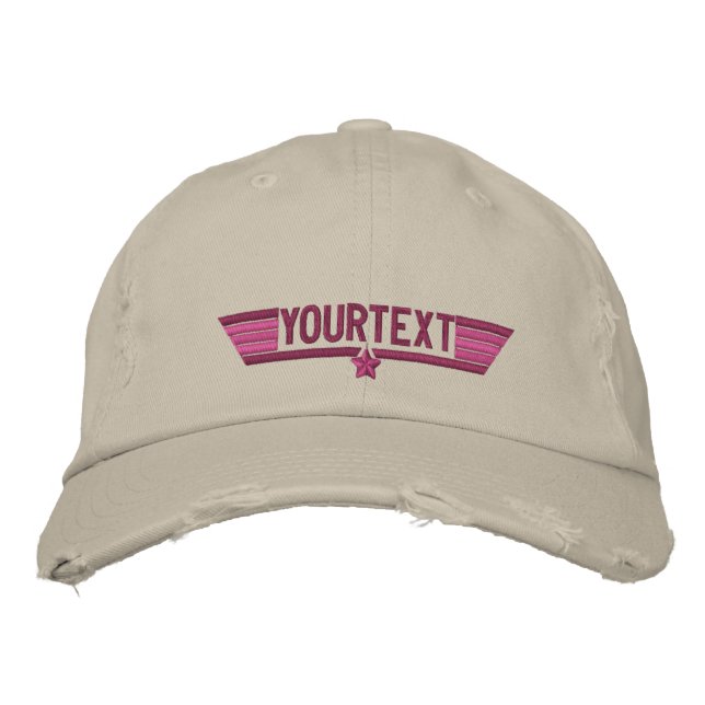 Casquette Brodée Classic Personnalisé Étoile Aime Votre Texte (Devant)