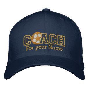 Casquette Brodée Coach doré de soccer personnalisé avec votre nom