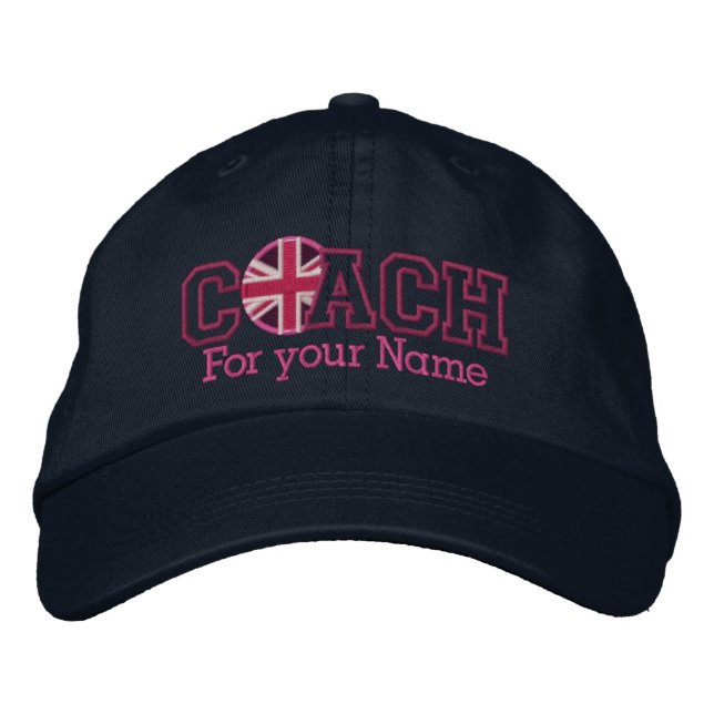 Casquette Brodée Coach personnel rose avec votre nom (Devant)