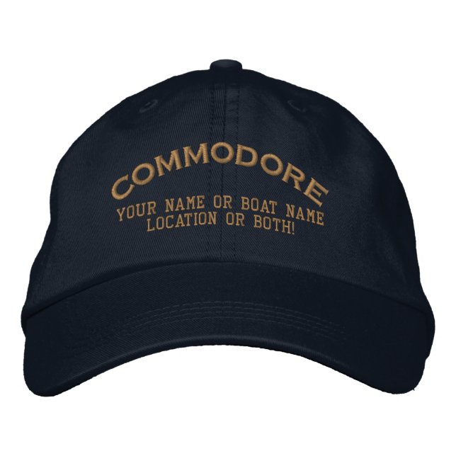 Casquette Brodée Commodore Custom Your Name Boat Local (Devant)