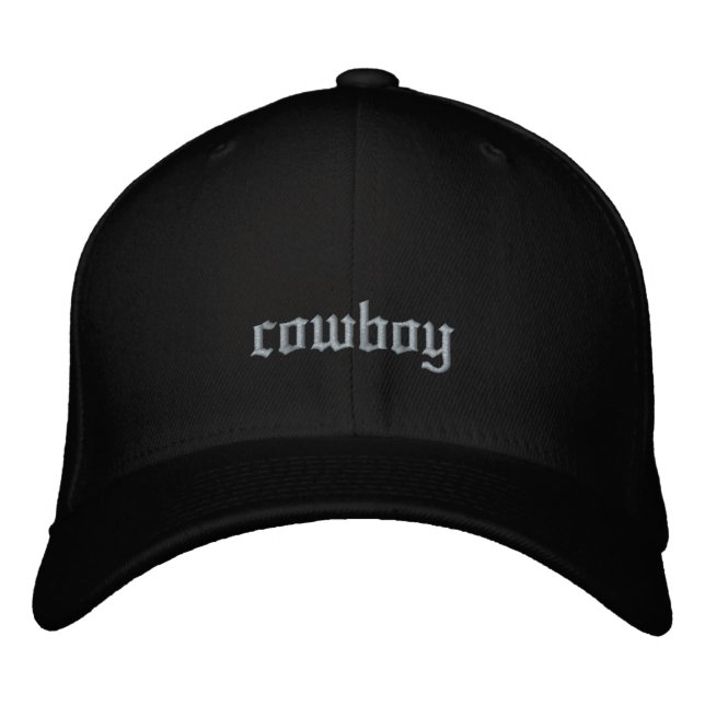 Casquette Brodée Cowboy Custom Old English Black (Devant)