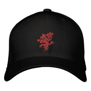 Casquette Brodée dragon rouge tribal