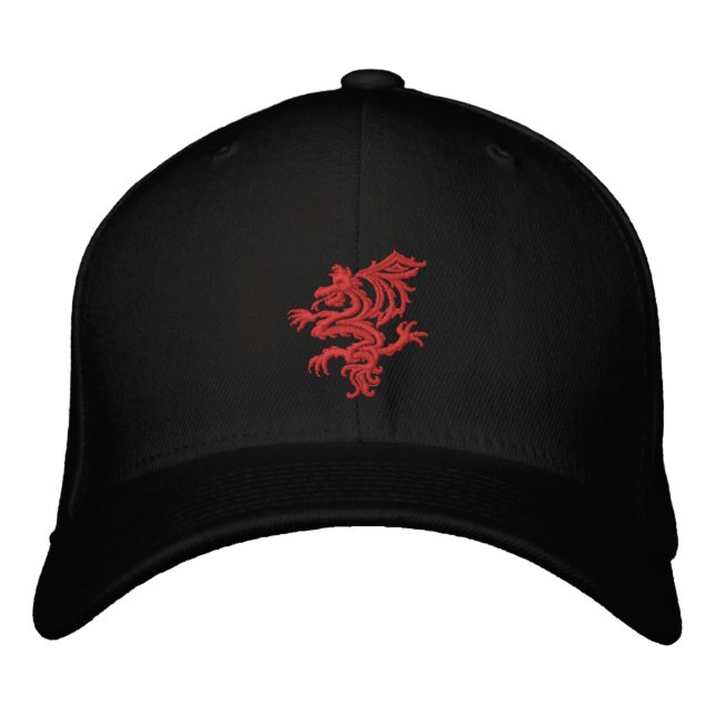 Casquette Brodée dragon rouge tribal (Devant)