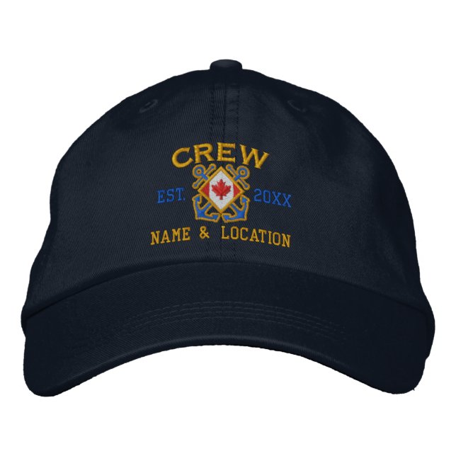 Casquette Brodée Drapeau canadien nautique personnalisé d'équipage (Devant)