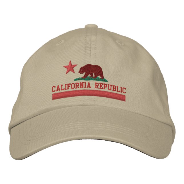 Casquette Brodée Drapeau d'État de la RÉPUBLIQUE DE CALIFORNIE Casq (Devant)