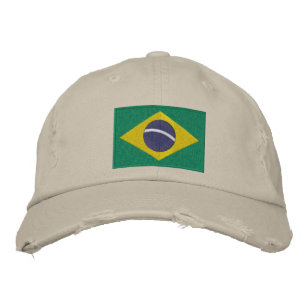 Casquette Brodée Drapeau du Brésil avec texte personnalisé