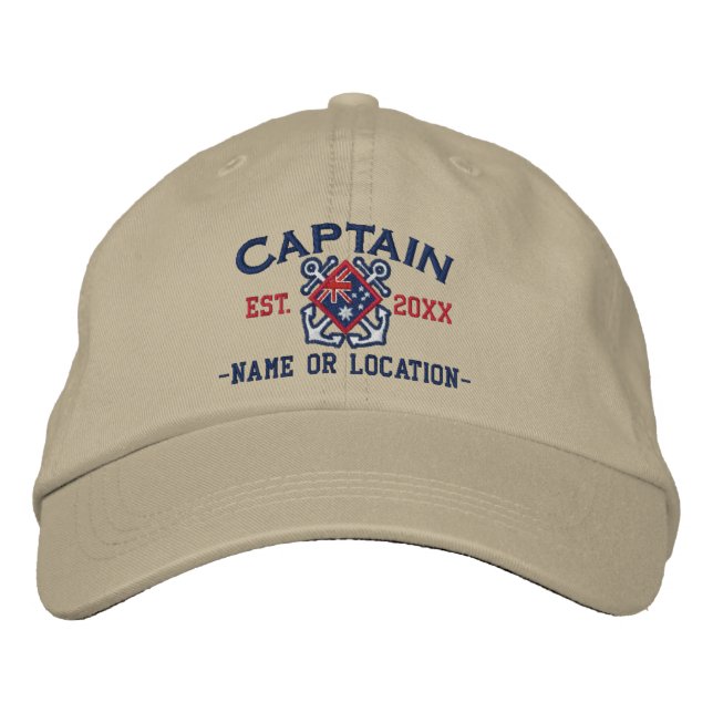Casquette Brodée Drapeau nautique personnalisé de capitaine de la (Devant)