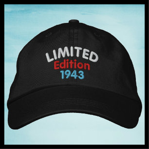 Casquette Brodée Edition limitée 1943 ou année, noir, rétro vintage