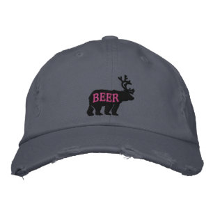 Casquette Brodée Énoncé brodé brossé portant sur le cerf d'ours ou 