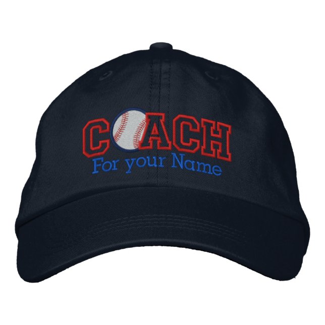 Casquette Brodée Entraîneur de baseball personnalisé avec votre nom (Devant)