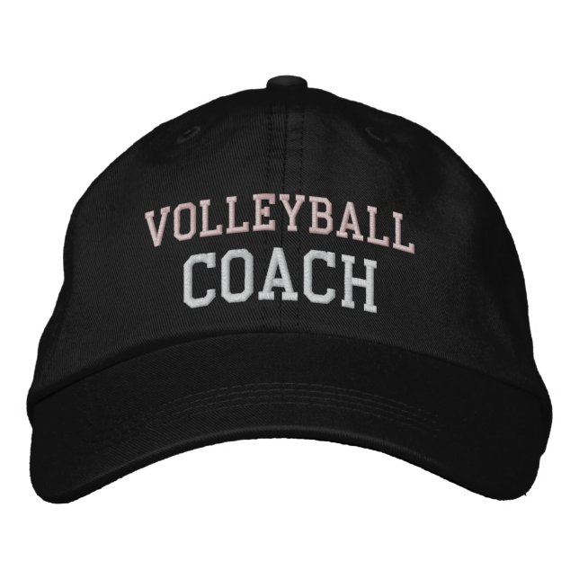 Casquette Brodée Entraîneur de volley-ball rose et blanc (Devant)