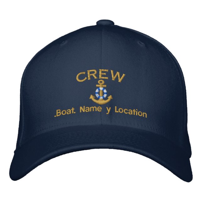 Casquette Brodée Équipage nautique Votre nom de bateau Votre nom (Devant)