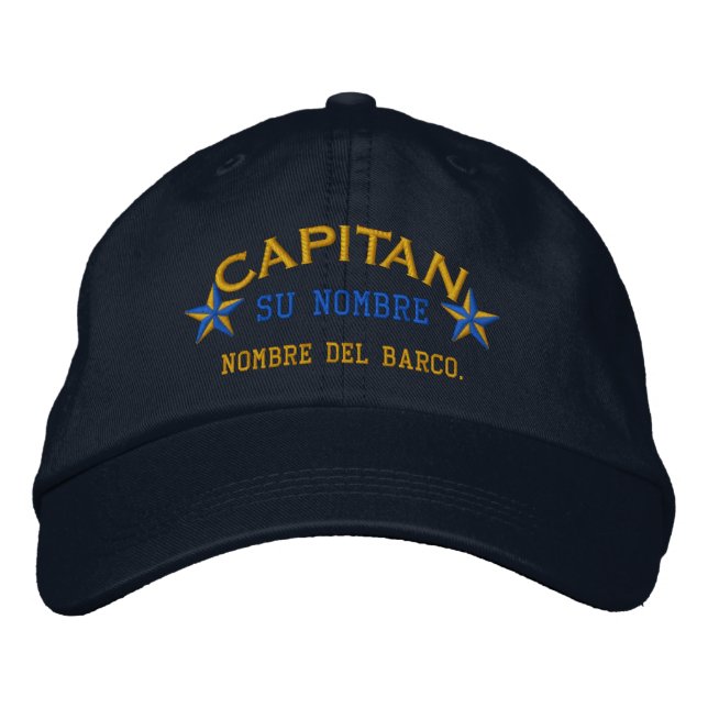Casquette Brodée ESPAGNOL El Capitan Nombre del barco y su nombre. (Devant)