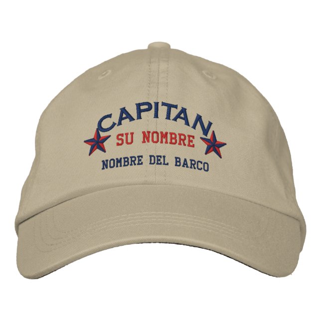 Casquette Brodée ESPAGNOL El Capitan Nombre del barco y su nombre. (Devant)