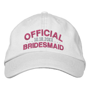 Casquette Brodée Fun officiel demoiselle d'honneur texte date rose